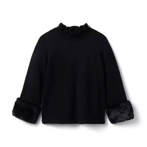 NWOT - Janie And Jack - Mock Neck Sweater Faux Fur Cuff (12-18M)